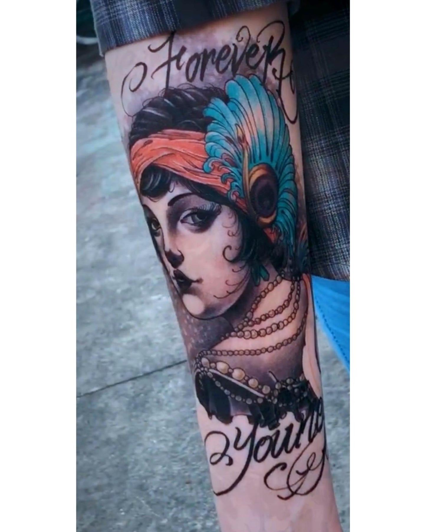 Girl wearing a headdress
